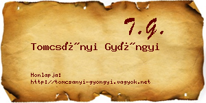 Tomcsányi Gyöngyi névjegykártya